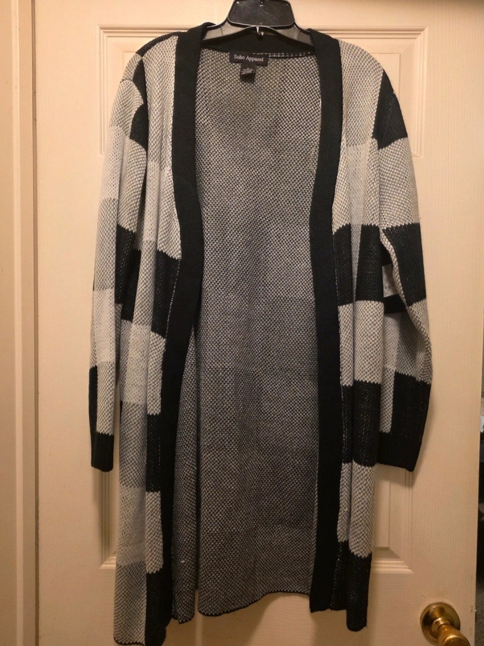 Soho Apparel Black and White Colorblock Open-Front Cardigan